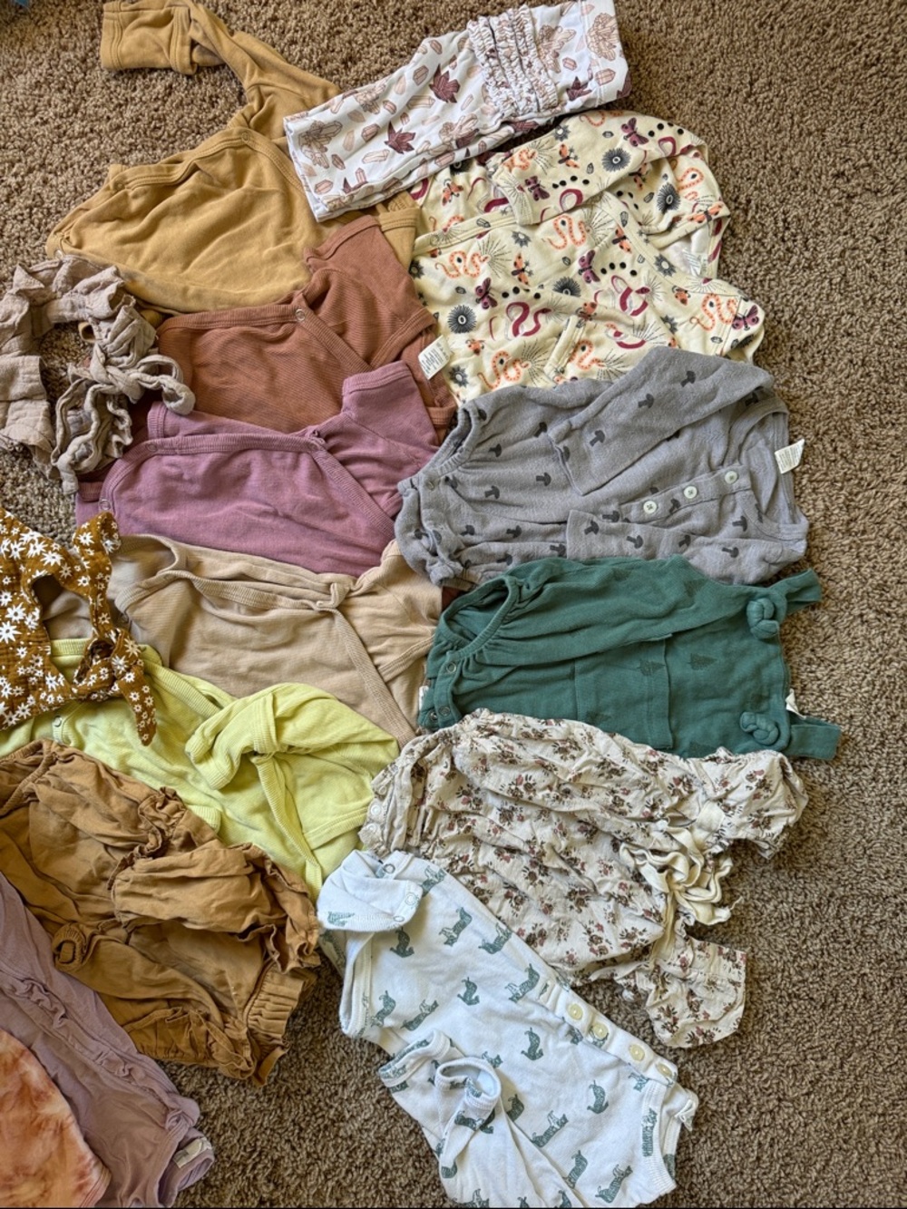 Mixed Baby Girl Romper & Onesie Bundle - Floral & Earth Tones - Picture 2 of 4